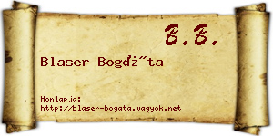 Blaser Bogáta névjegykártya